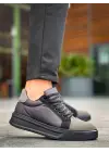 Omarı Yüksek Tabanlı Siyah Gri Günlük Spor Ayakkabı