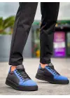 Omarı Siyah Mavi Yüksek Taban Günlük Spor Ayakkabı