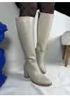 Şık Bej Kadın Çizme