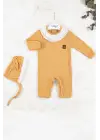 Brode Nakışlı Şapkalı % 100 Pamuk Kız Bebek Tulumu