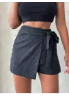 Brodeli şort etek s255075