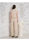 Broşlu yelek pantolon takım bej s255821