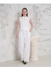 Broşlu yelek pantolon takım beyaz s255821