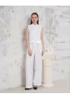 Broşlu yelek pantolon takım beyaz s255821