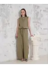 Broşlu yelek pantolon takım haki s255821