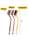 Omarı 3lü Tam Temizlik Bakır-Demir-Sert Plastik Tel Fırça