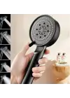 Omarı 5 Fonksiyonlu Yüksek Basınçlı Siyah Duş Başlığı