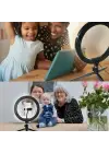 BUFFER® 8inç 20cm Youtube Instagram Tiktok Selfie  Stüdyo Video Fotoğraf Ring Light  Tripod Led Halk