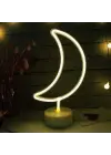 BUFFER® Dekoratif Pilli Ay Tasarımlı 3D Neon Led Masa Ve Gece Lambası