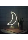 BUFFER® Dekoratif Pilli Ay Tasarımlı 3D Neon Led Masa Ve Gece Lambası