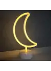 BUFFER® Dekoratif Pilli Ay Tasarımlı 3D Neon Led Masa Ve Gece Lambası