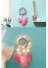 Omarı Kuş Tüyü ve Led Işıklı Dekoratif Asma Rüya Kapanı
