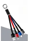 Omarı Işıklı 3-in-1 USB Şarj Kablosu - MİKRO, TYPE-C ve İphone Uyumlu