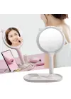 Omarı Yuvarlak Dokunmatik Led Ayarlı Masa Üstü Makyaj Aynası