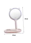Omarı Yuvarlak Dokunmatik Led Ayarlı Masa Üstü Makyaj Aynası
