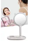 Omarı Yuvarlak Dokunmatik Led Ayarlı Masa Üstü Makyaj Aynası