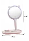 Omarı Yuvarlak Dokunmatik Led Ayarlı Masa Üstü Makyaj Aynası