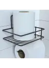 Omarı Modern Siyah Metal Tuvalet Kağıdı Tutacağı ve Yedek Raf
