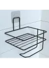Omarı Modern Siyah Metal Tuvalet Kağıdı Tutacağı ve Yedek Raf