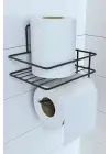 Omarı Modern Siyah Metal Tuvalet Kağıdı Tutacağı ve Yedek Raf