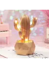 Omarı Sevimli Kaktüs Dekoratif Led Masa Lambası - Gold