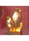 Omarı Led Işıklı Sevimli Kaktüs Dekoratif Gece Lambası Gold