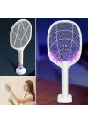 Omarı Mor Işık Şarjlı Sinek Kovucu Raket - Masaüstü Standlı 5w