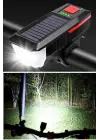BUFFER® Solar Enerjili USB ile Şarj Edilebilir Ledli Bisiklet Feneri Kornalı ve Su Geçirmez Far