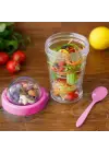 Omarı Pratik Kapaklı Kaşıklı Taşınabilir Yoğurt Kabı