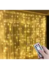 Omarı Uzaktan Kumandalı Kancalı LED Perde Işığı - USB Şarjlı, 3x3 Metre