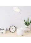 BUFFER®Kalemlikli Telefon Tutacaklı Şarjlı Dokunmatik 3 Mod Esnek Başlıklı Dimmerli LED Masa Lambası
