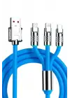Omarı Hızlı Şarj Kablosu Mavi 3-in-1 Set