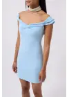 Büzgü Detay Omuz Askılı Mini Elbise