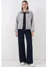 Büzgülü Oversize Kaşe Ceket 0728 - A.Gri