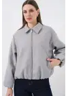 Büzgülü Oversize Kaşe Ceket 0728 - A.Gri