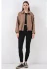 Büzgülü Oversize Kaşe Ceket 0728 - Bisküvi