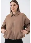 Büzgülü Oversize Kaşe Ceket 0728 - Bisküvi