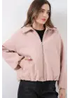 Büzgülü Oversize Kaşe Ceket 0728 - Pudra