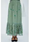 Çağla Desenli Şifon Etek 8010