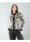 Çarpıcı Leopar Desen Triko Hırka