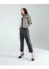 Omarı Leopar Desenli Triko Hırka