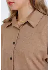 Camel Oversize Keten Alt Üst Takım 6622