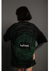 Omarı Bisiklet Desenli Oversize T-Shirt - Siyah