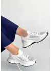 Ceas Beyaz Triko Bağcıklı Spor Ayakkabı