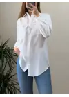 Cebi Taşlı Poplin Gömlek -Beyaz