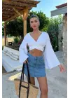 Omarı Vintage Tarzı Denim Mini Etek