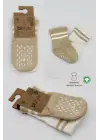 Omarı Kaymaz Tabanlı Çemberli Çorap Seti - Bej Ekru