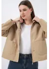 Cep Detaylı Kısa Ceket 5975 - Bisküvi