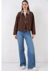 Cep Detaylı Kısa Ceket 5975 - Kahverengi