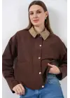 Cep Detaylı Kısa Ceket 5975 - Kahverengi